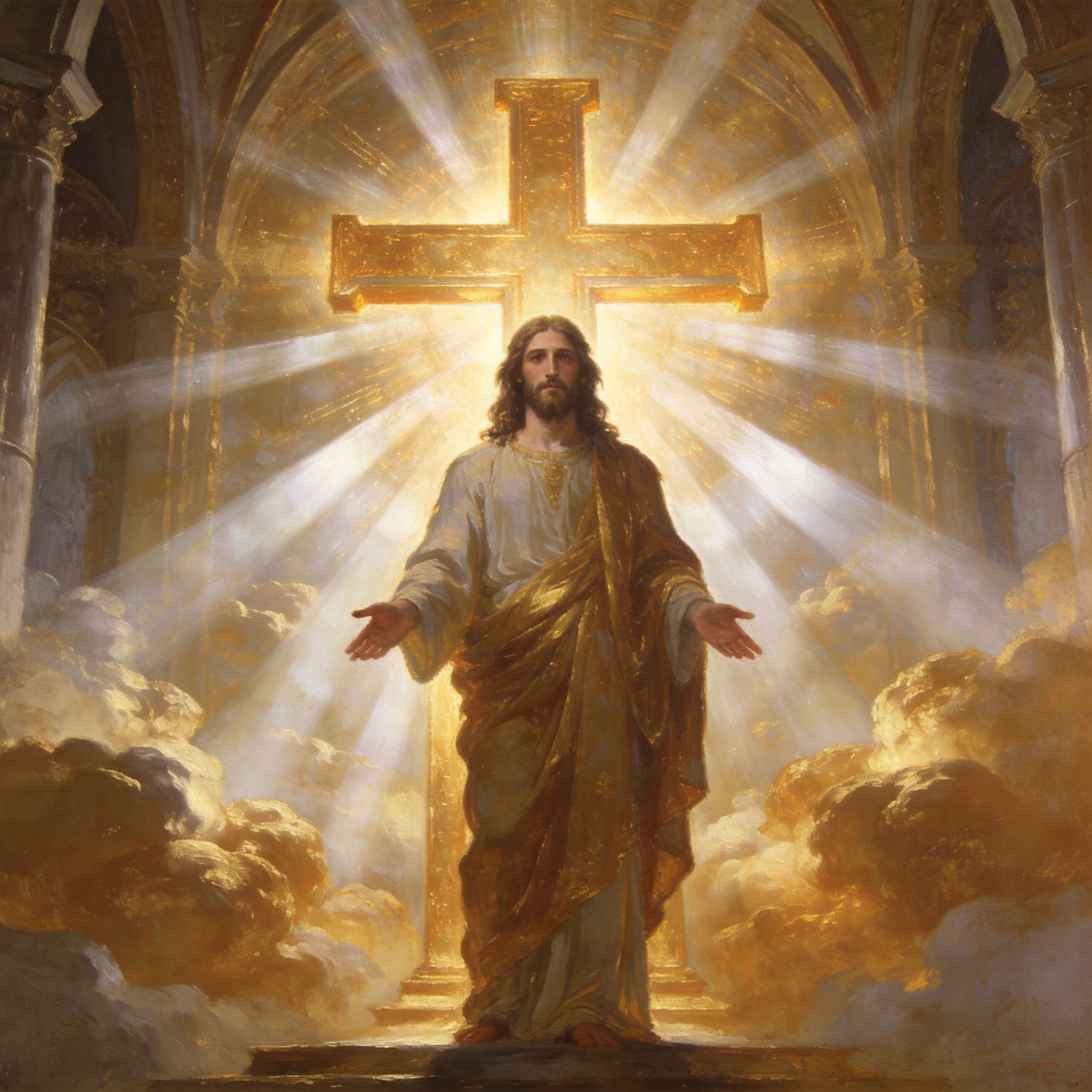 Jesus Christ with Glowing Cross